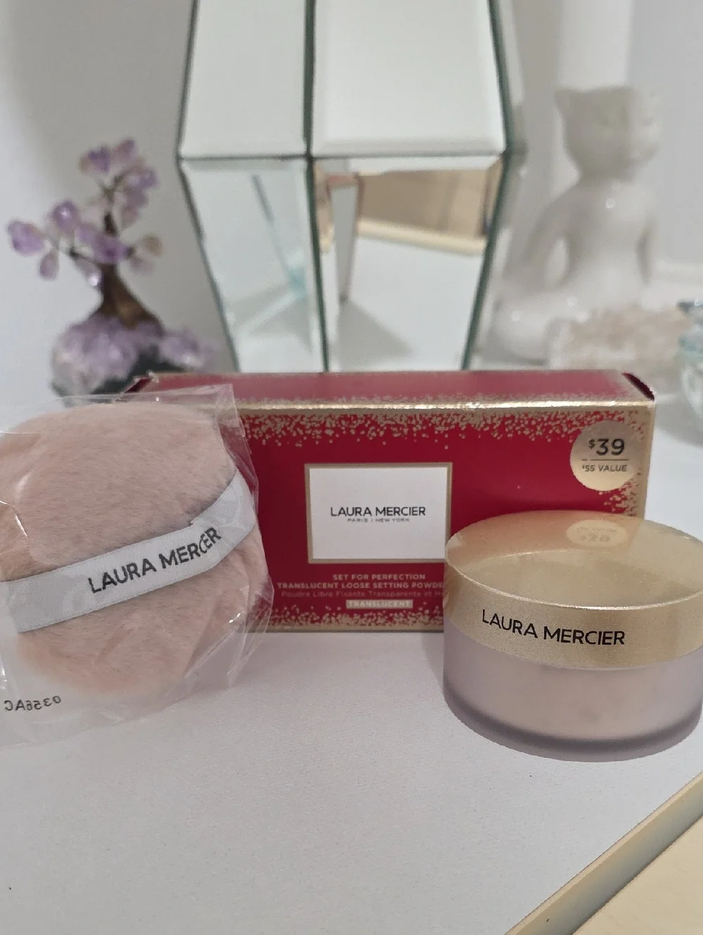NIB Laura Mercier Set For Perfection Translucent Loose Setting Powder & Puff